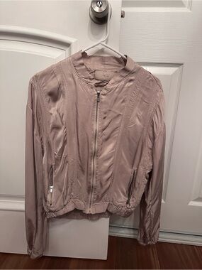 Light Mauve Satin Bomber Jacket - Women